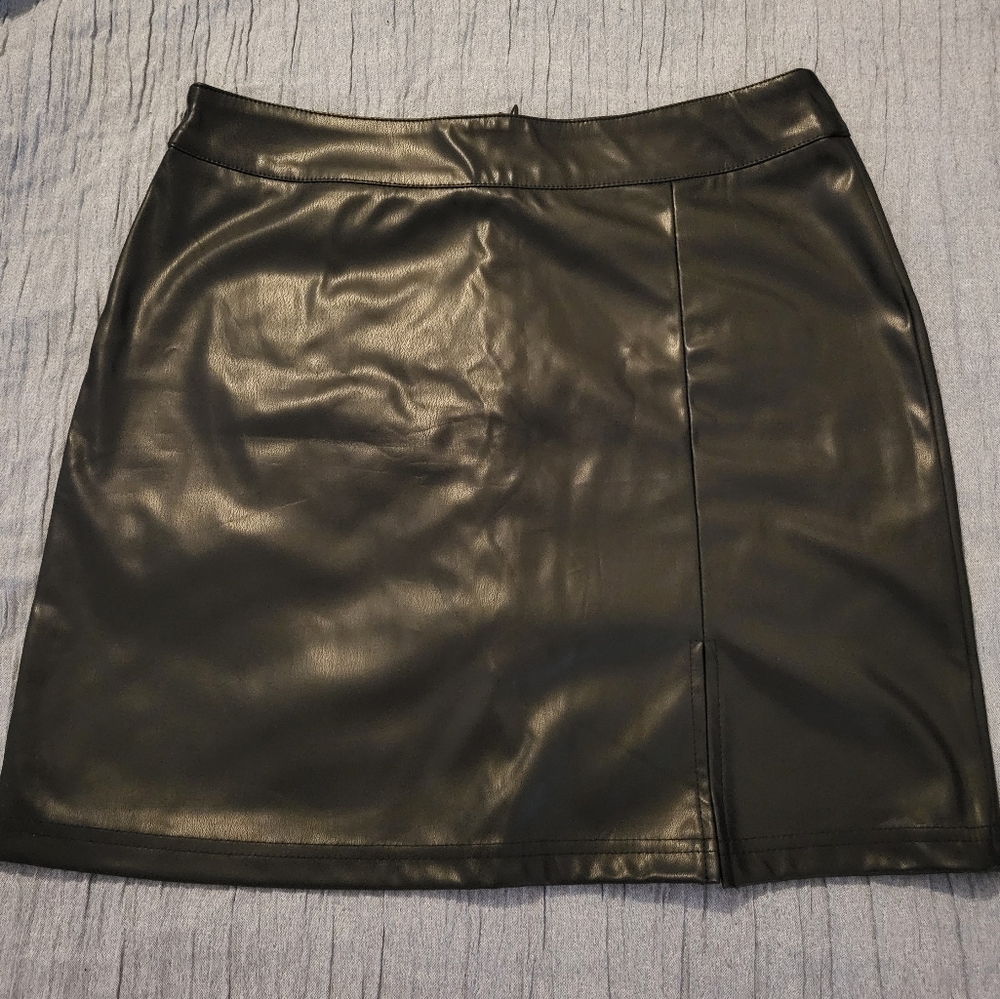 Shein leather like mini skirt